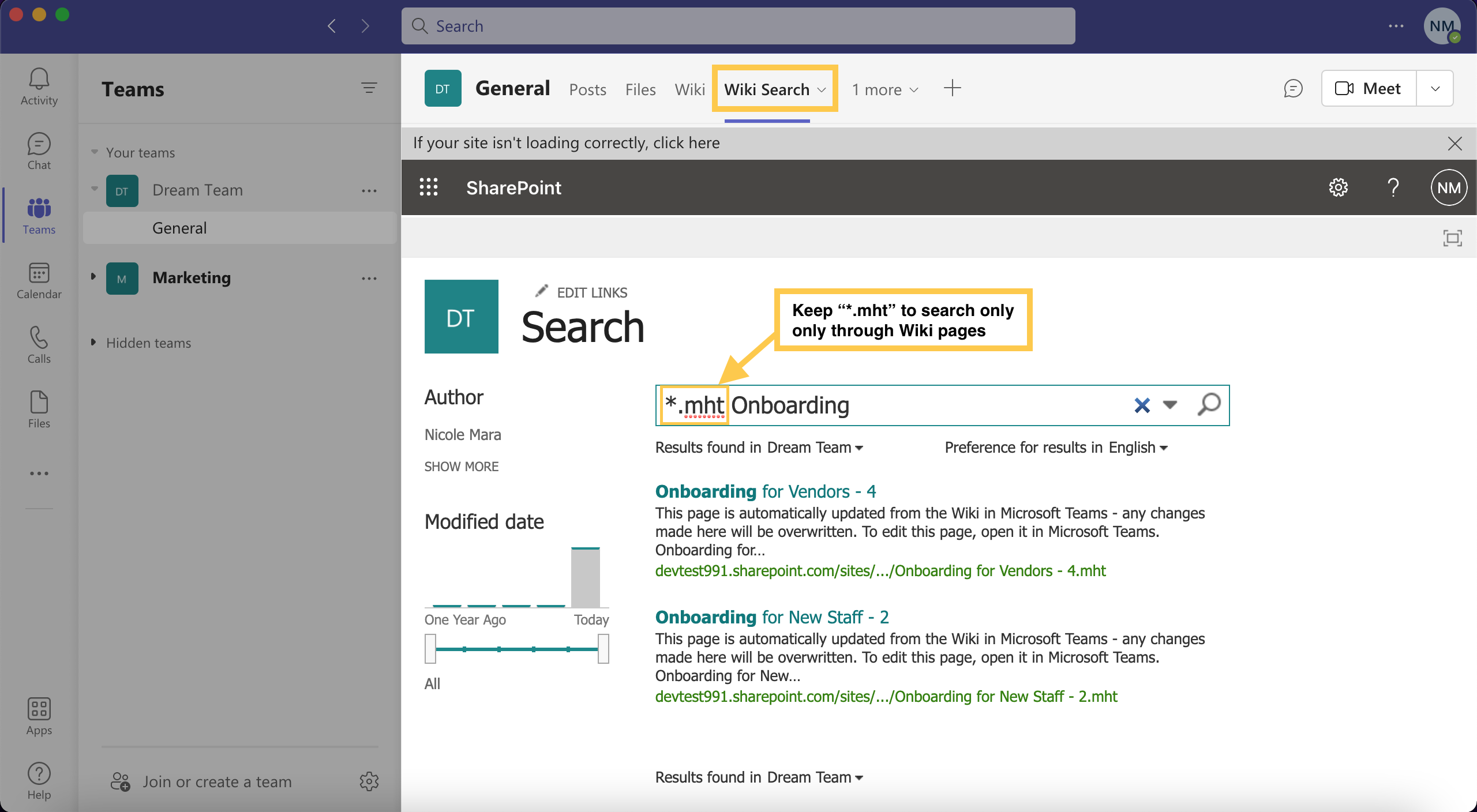 Guide How to Search Through Microsoft Teams Built-In Wiki